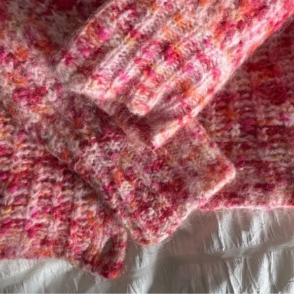 Sezane Emile cardigan multicolored pink orange alpaca wool blend sweater - Picture 8 of 14
